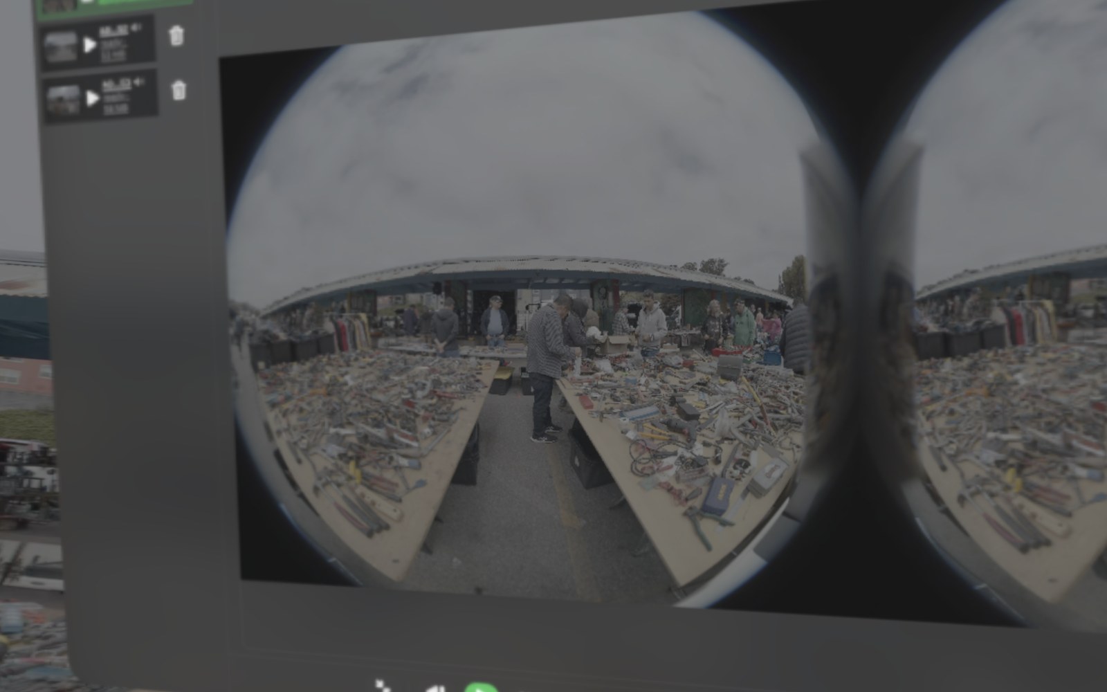 Clip playback — dual-fisheye BRAW in the calibrated dome